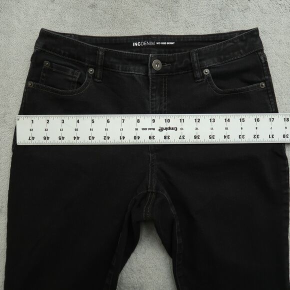 INC International Concepts Jeans Women's 4/27 Black Mid-Rise Skinny 28.5" Inseam - Picture 5 of 15